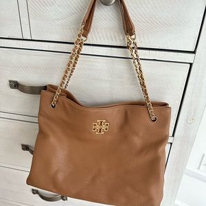 TORY BURCH NUDE LEATHER TOTE PURSE